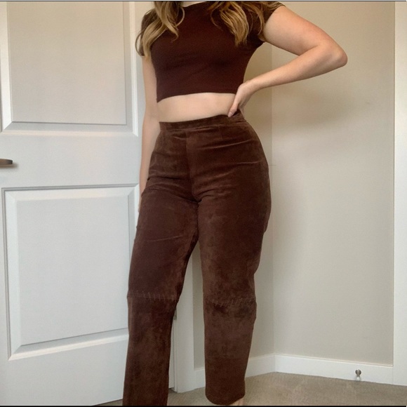 Vintage Genuine Suede Stitch Detail Pants - Picture 2 of 15